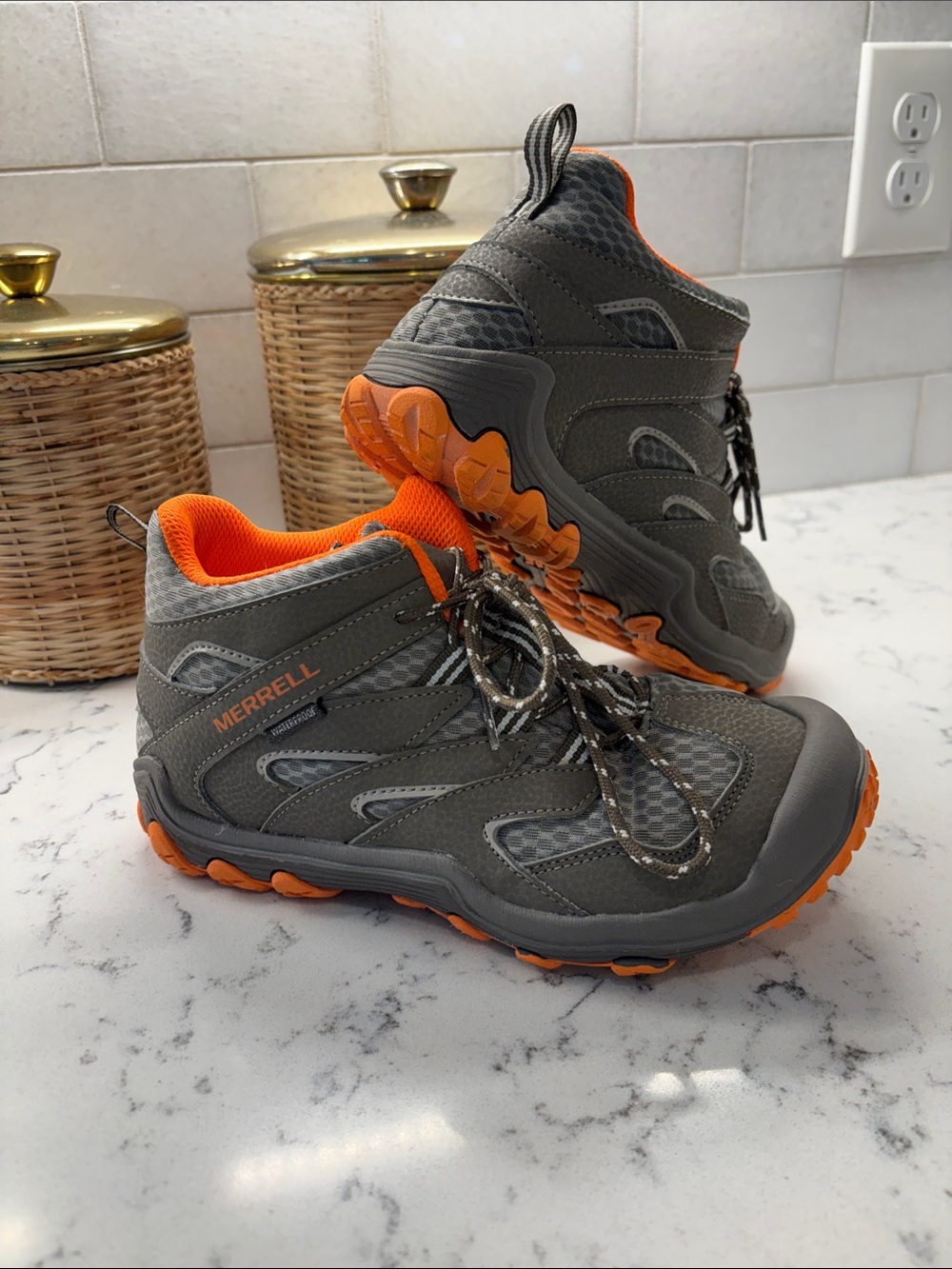 Merrell Kids Gray and Orange Hiking Boots